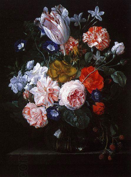 Nicolaes Van Verendael A Tulip, Carnations and Morning Glory in a Glass Vase China oil painting art